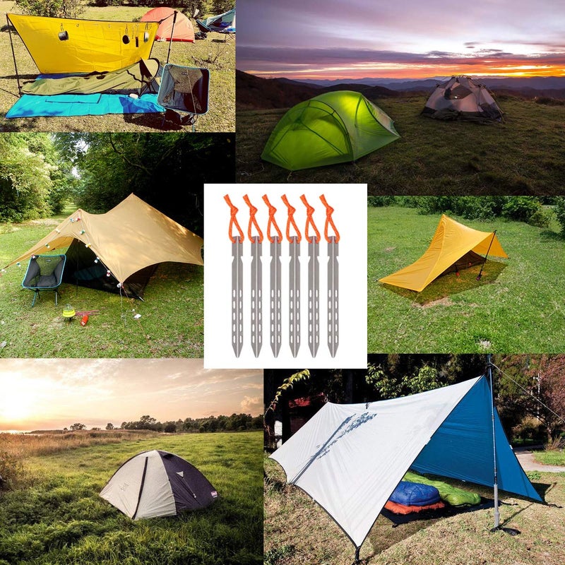 Hikemax Ultralight Titanium Tent Stakes 6 Pack - V-Shaped Tent Pegs with Reflective Pull Cords - Made for Camping - Image 5