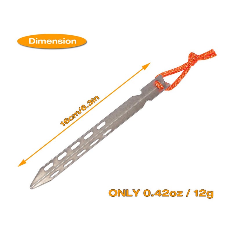 Hikemax Ultralight Titanium Tent Stakes 6 Pack - V-Shaped Tent Pegs with Reflective Pull Cords - Made for Camping - Image 3