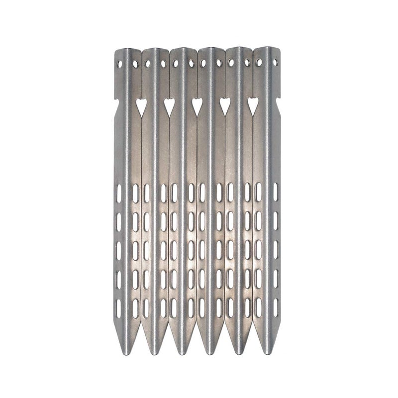 Hikemax Ultralight Titanium Tent Stakes 6 Pack - V-Shaped Tent Pegs with Reflective Pull Cords - Made for Camping - Image 4
