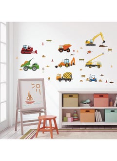 decalmile decalmile Construction Vehicles Wall Decals Tractor Excavator Crane Wall Stickers Kids Bedroom Boys Room Playroom Wall Decor  - Image 3