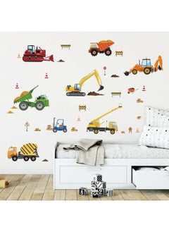 decalmile decalmile Construction Vehicles Wall Decals Tractor Excavator Crane Wall Stickers Kids Bedroom Boys Room Playroom Wall Decor  - Image 2