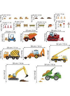 decalmile decalmile Construction Vehicles Wall Decals Tractor Excavator Crane Wall Stickers Kids Bedroom Boys Room Playroom Wall Decor  - Image 4