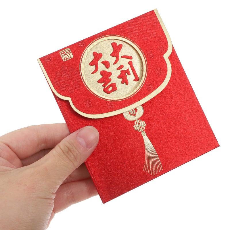Glitter Matte Red Envelopes Set 6 Pcs Chinese New Year Money Holder Wedding Red Packets - Image 4