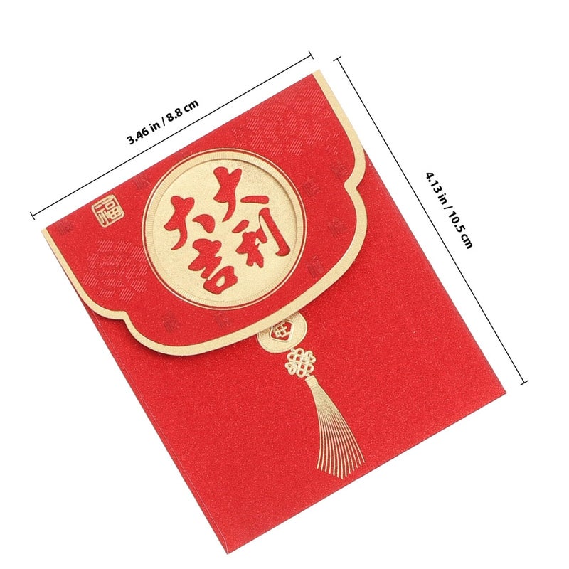 Glitter Matte Red Envelopes Set 6 Pcs Chinese New Year Money Holder Wedding Red Packets - Image 3