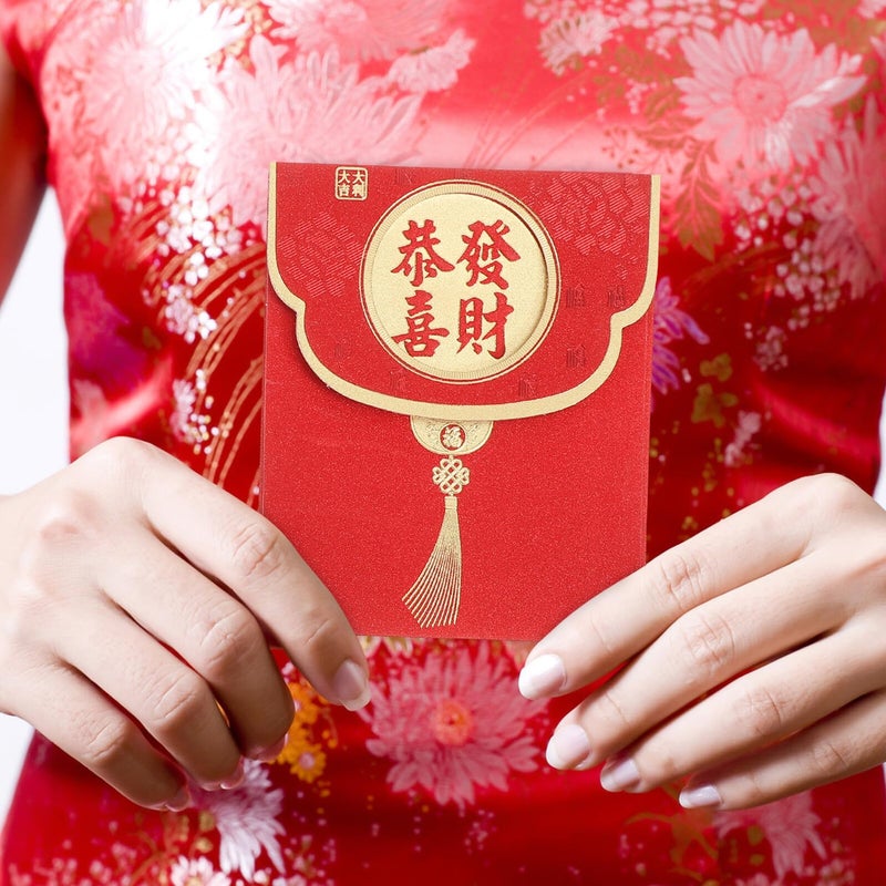 Glitter Matte Red Envelopes Set 6 Pcs Chinese New Year Money Holder Wedding Red Packets - Image 5