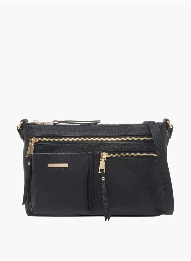 Celeste Women Textured Crossbody Bag with Adjustable Strap and Zip Closure  - Image 1