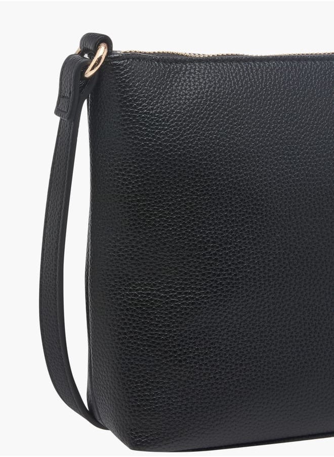 Celeste Women Textured Crossbody Bag with Adjustable Strap and Zip Closure  - Image 5
