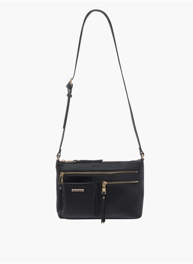 Celeste Women Textured Crossbody Bag with Adjustable Strap and Zip Closure  - Image 2