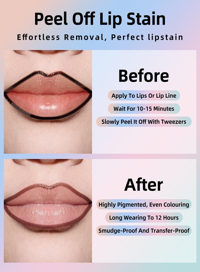 KIMUSE Lip Stain Peel Off, Peel Off Lip Liner Stain with Tweezer, Long Lasting, Waterproof, Transfer Proof Lipstains Color, Smudge-Free, Easy Removal, Matte Finish - Image 3