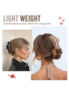 BONITO 8-Pieces Strong Hold Hair Claw Clips for Women Thin Thick Curly Hair, 4 Square Matte and 4 Bright Acrylic Hair Clamps,Large Claw Clip, Rubber Paint Hair Clip, Makeup Shower Claw Clip, Neutral Colors  - Image 4