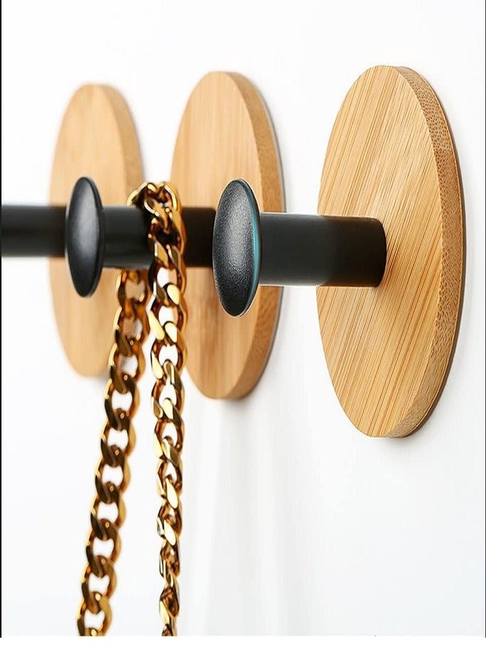 Marrkhor 4-Piece Bamboo Coat Hooks Wall Hook Rack Adhesive Waterproof Clothes Bag Key Hanger Hook for Hanging Bedroom Kitchen Bathroom Door Robe Towel Hooks - Image 2