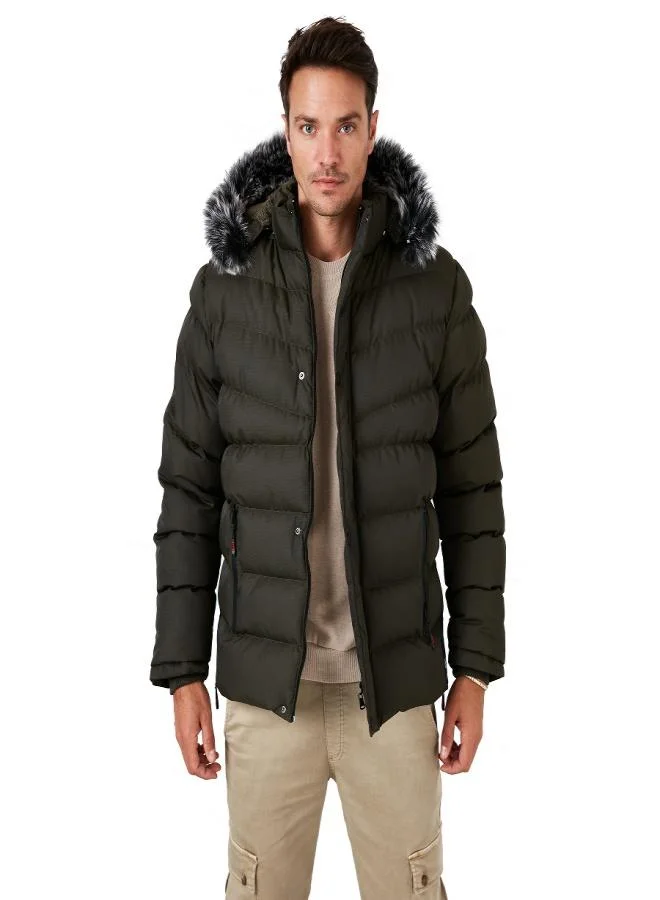 Buratti  Buratti Slim Fit Faux Fur-Lined Padded Jacket with Removable Hood for Men - JACKET 5761080 B for Men | Best Price UAE