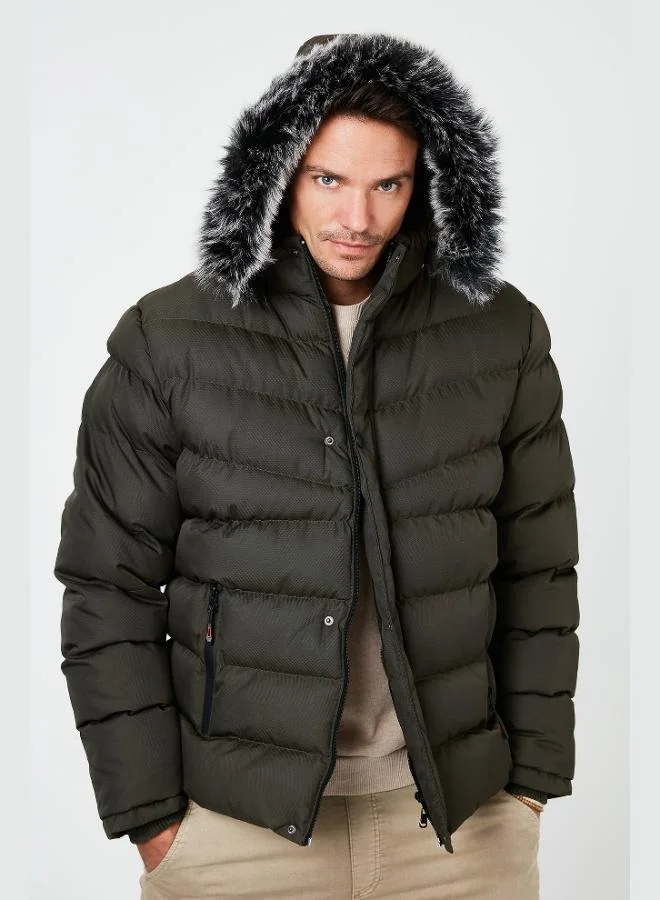 Buratti  Buratti Slim Fit Faux Fur-Lined Padded Jacket with Removable Hood for Men - JACKET 5761080 B for Men | Best Price UAE