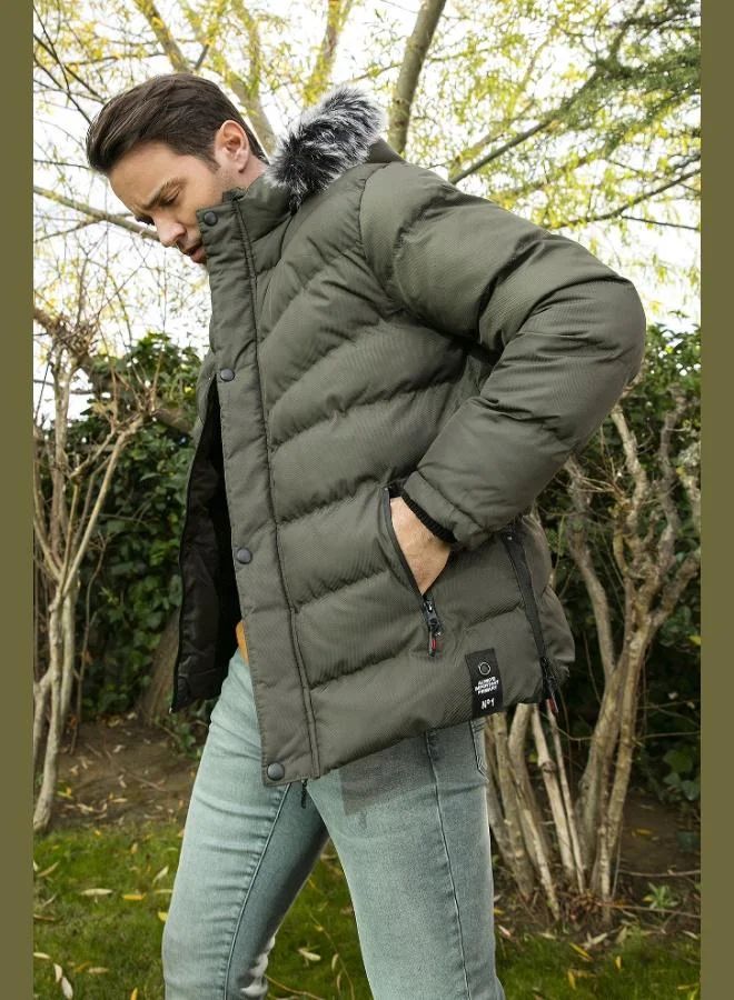 Buratti Slim Fit Faux Fur-Lined Padded Jacket with Removable Hood for Men - JACKET 5761080 B
