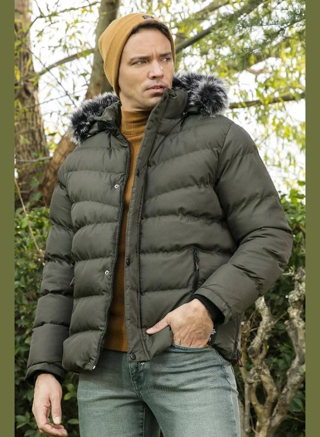 Buratti  Buratti Slim Fit Faux Fur-Lined Padded Jacket with Removable Hood for Men - JACKET 5761080 B for Men | Best Price UAE