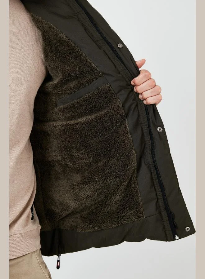 Buratti  Buratti Slim Fit Faux Fur-Lined Padded Jacket with Removable Hood for Men - JACKET 5761080 B for Men | Best Price UAE