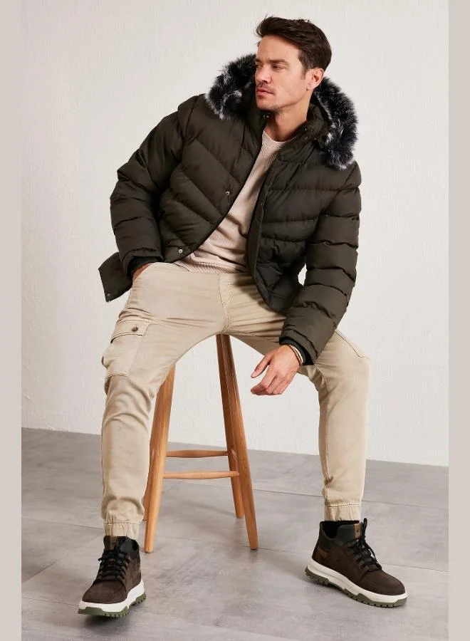 Buratti  Buratti Slim Fit Faux Fur-Lined Padded Jacket with Removable Hood for Men - JACKET 5761080 B for Men | Best Price UAE