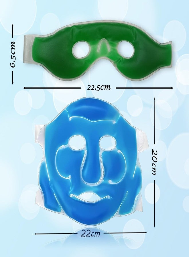 AJICA Aqua Ice Face & Eye Cooling Gel Pad and Aloe Vera Gel Mask Ice Pack for Face and Eye Patches Remove Dark Circles, Fatigue Cool Eyes Patch Pads Eye Care | Facial Skin Refresh Face Mask for Hot & Cold Therapy (Blue Face Mask, Aloe Hole Eye Mask) - Image 2