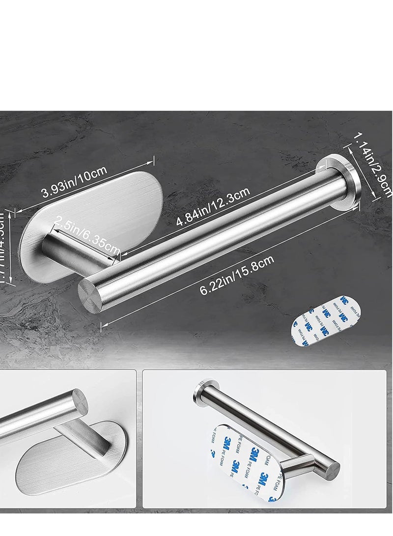 2pcs Toilet Paper Roll Holder for Bathroom, Kitchen Stick on Wall Stainless Steel Brushed, Silver.  - Image 4