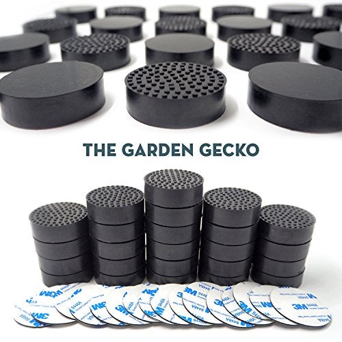 The Garden Gecko Invisible Pot feet for Outdoor Plant and Flower pots, Solid Rubber Pot risers with Enhanced Non-Slip Surface Grip | 24 Pack + 24 Strong SELF-Adhesive Pads (Pebble Black) - Image 5