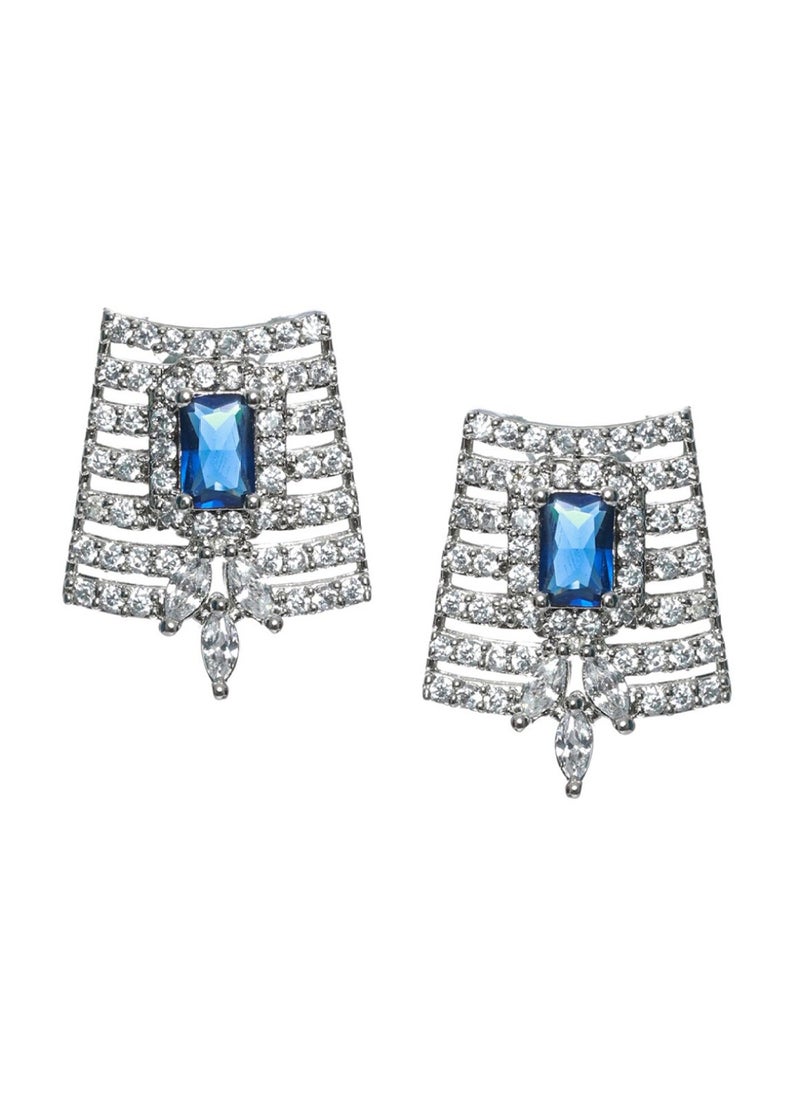Priyaasi Women Blue AD-Studded  Beaded Multilayer Choker Jewellery Set  - Image 4