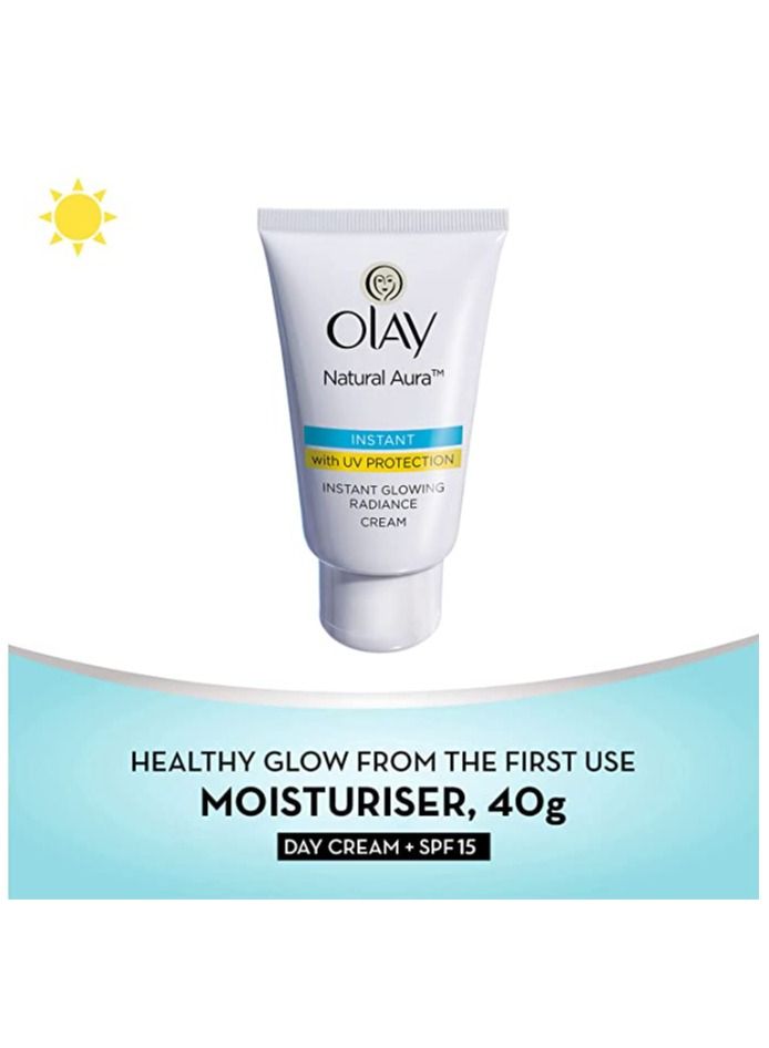 Olay Natural Aura Day Cream with SPF 15 | Glowing Radiance Cream | With Niacinamide and Vitamin E | Normal, Oily, Dry, Combination Skin | 40g - Image 2