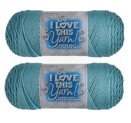 Hobby Lobby I Love This Yarn 4 Medium 100 Acrylic Yarn for Crocheting Knitting Blankets Hats Accessories Set of 2 320 Sea Blue - Image 1