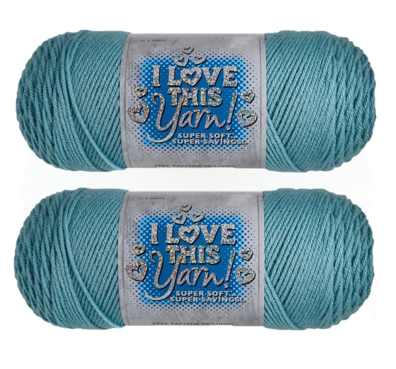 Hobby Lobby I Love This Yarn 4 Medium 100 Acrylic Yarn for Crocheting Knitting Blankets Hats Accessories Set of 2 320 Sea Blue - Image 3