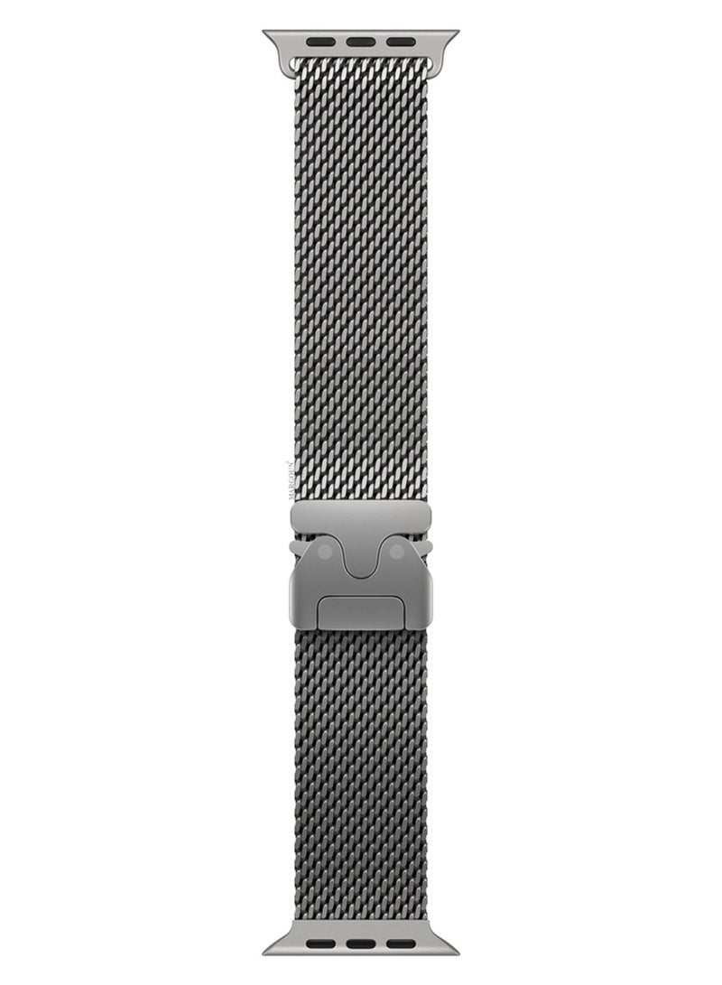 Milanese Loop for Apple Watch Band Ultra 2 Band Ultra 49mm 46mm 45mm 44mm, Parachute-Style Buckle Stainless Steel Mesh Metal Band for iWatch Series 10-1 SEÂ - Grey - Image 2
