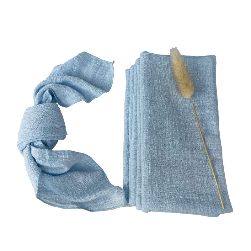 EHLDekol Cheesecloth Gauze Cloth Napkins 6 Pack 16x16 Inches 100 Natural Soft Cotton Weddings Decorative Parties Family Everyday Use Bulk Linen Dinner Napkins Baby Blue 6 Pack