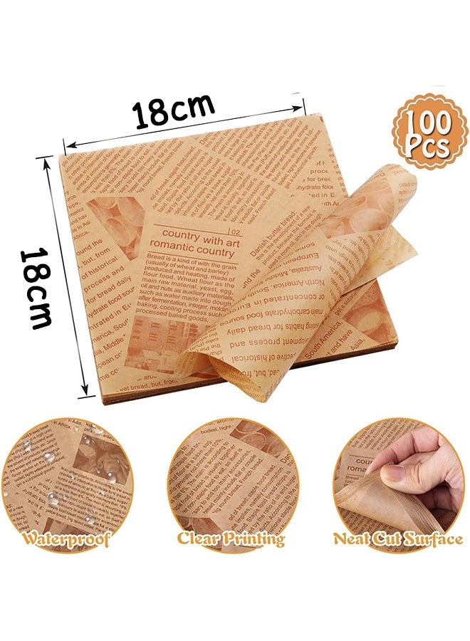 إم إكس إن 100 ورقة شمعية من نوع PCS وبطانات صينية خبيز مقاومة للماء للخبز وورق مقاوم لزيت الدرجة الغذائية لسلة الطعام وبطانات الألواح - Image 2