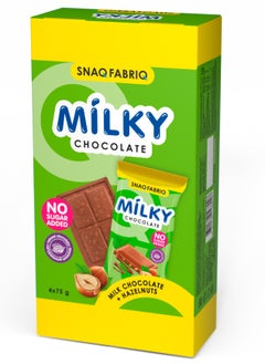 Snaq Fabriq Milky Chocolate Bar with Milk Chocolate and Hazelnuts No Sugar Added 4x75g  - Image 1