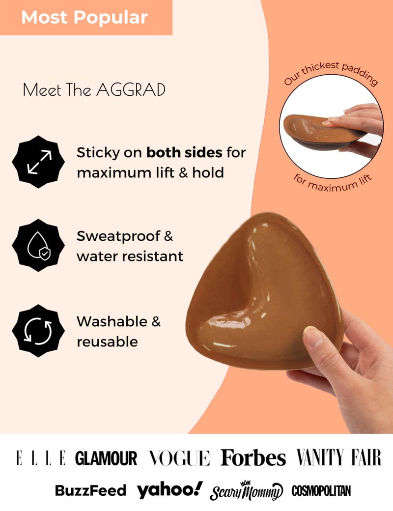 AGGRAD Double Sided Sticky Bra Strapless Push up Silicone Breast Pads Bra Inserts Cups - Adhesive Bra Breast Boob Tape for Bikini Top Breasts Lift - Image 2