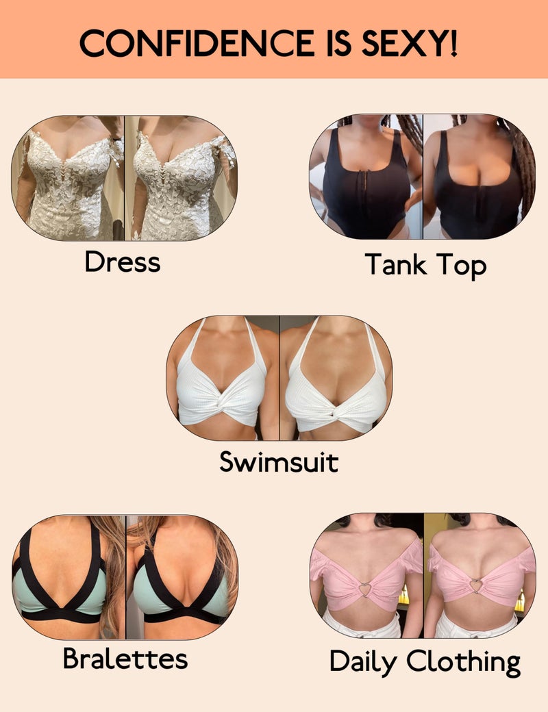 AGGRAD Double Sided Sticky Bra Strapless Push up Silicone Breast Pads Bra Inserts Cups - Adhesive Bra Breast Boob Tape for Bikini Top Breasts Lift - Image 5