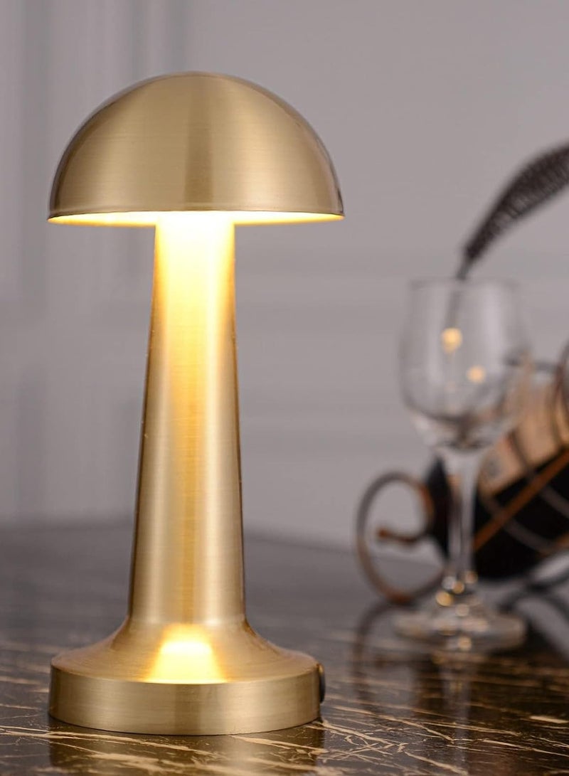 Loquat Industrial wireless LED lamp for table, metal, rechargeable battery powered, touch sensor, 3 brightness levels, portable, suitable for use as a night light in restaurants (A: Gold) - Image 1