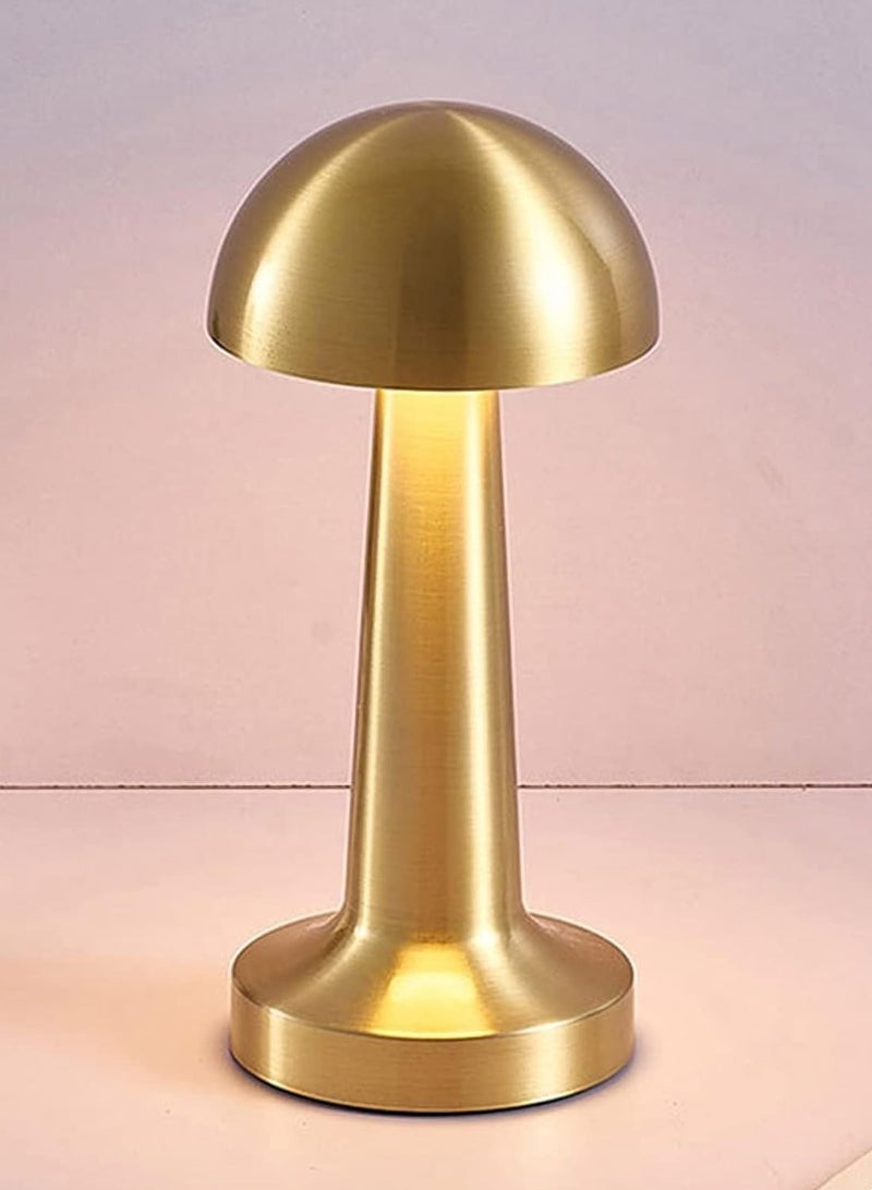 Loquat Industrial wireless LED lamp for table, metal, rechargeable battery powered, touch sensor, 3 brightness levels, portable, suitable for use as a night light in restaurants (A: Gold) - Image 3