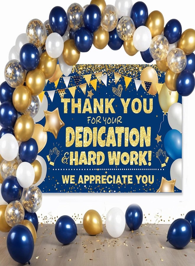 GOLDCROW We Appreciate You Decorations Blue Gold We Appreciate You Banner with Balloons Arch Kit Thank You Backdrop for Teacher Employee Staff Doctors Nurse Poaster Volunteer Appreciation Week Party Decor - Image 1