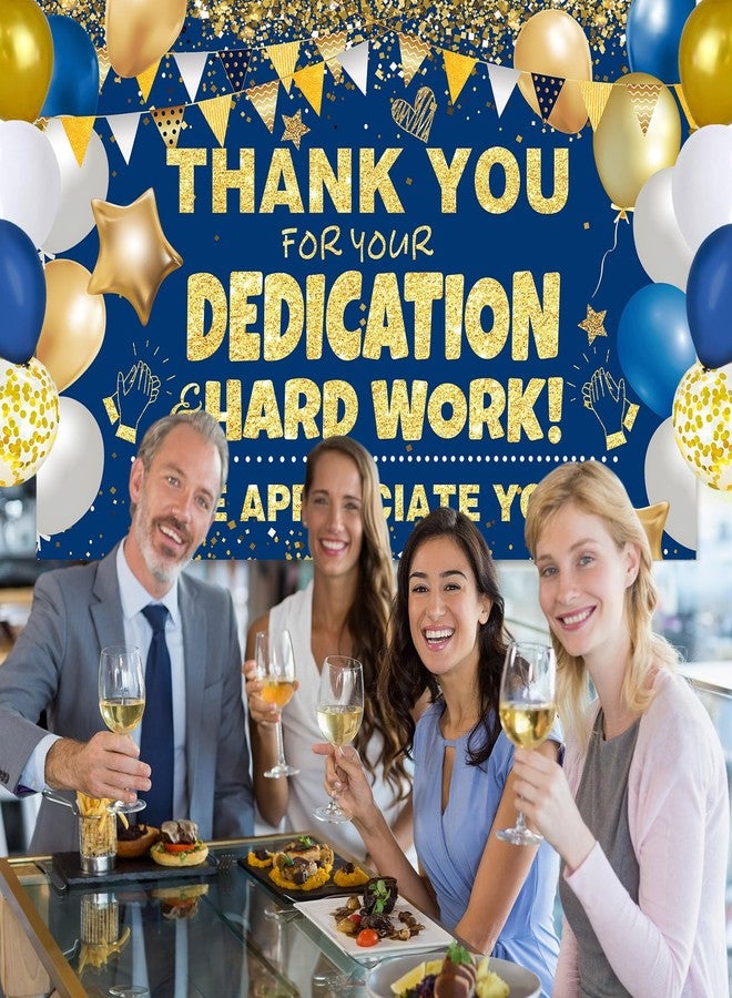 GOLDCROW We Appreciate You Decorations Blue Gold We Appreciate You Banner with Balloons Arch Kit Thank You Backdrop for Teacher Employee Staff Doctors Nurse Poaster Volunteer Appreciation Week Party Decor - Image 5