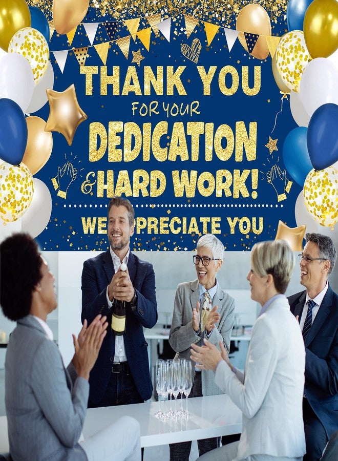 GOLDCROW We Appreciate You Decorations Blue Gold We Appreciate You Banner with Balloons Arch Kit Thank You Backdrop for Teacher Employee Staff Doctors Nurse Poaster Volunteer Appreciation Week Party Decor - Image 3