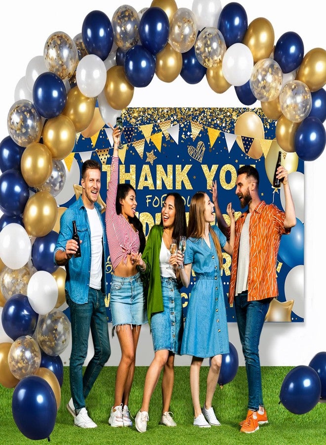 GOLDCROW We Appreciate You Decorations Blue Gold We Appreciate You Banner with Balloons Arch Kit Thank You Backdrop for Teacher Employee Staff Doctors Nurse Poaster Volunteer Appreciation Week Party Decor - Image 4