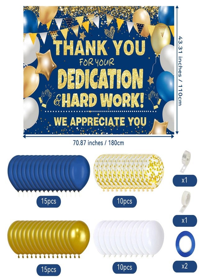 GOLDCROW We Appreciate You Decorations Blue Gold We Appreciate You Banner with Balloons Arch Kit Thank You Backdrop for Teacher Employee Staff Doctors Nurse Poaster Volunteer Appreciation Week Party Decor - Image 2