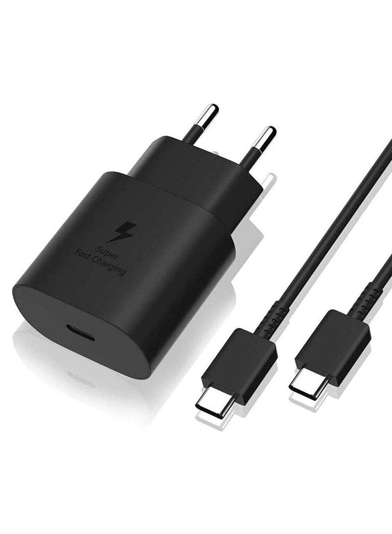 Super Fast Charge 25W Adapter With USB-C To USB-C Cable Compatible With Samsung Devices