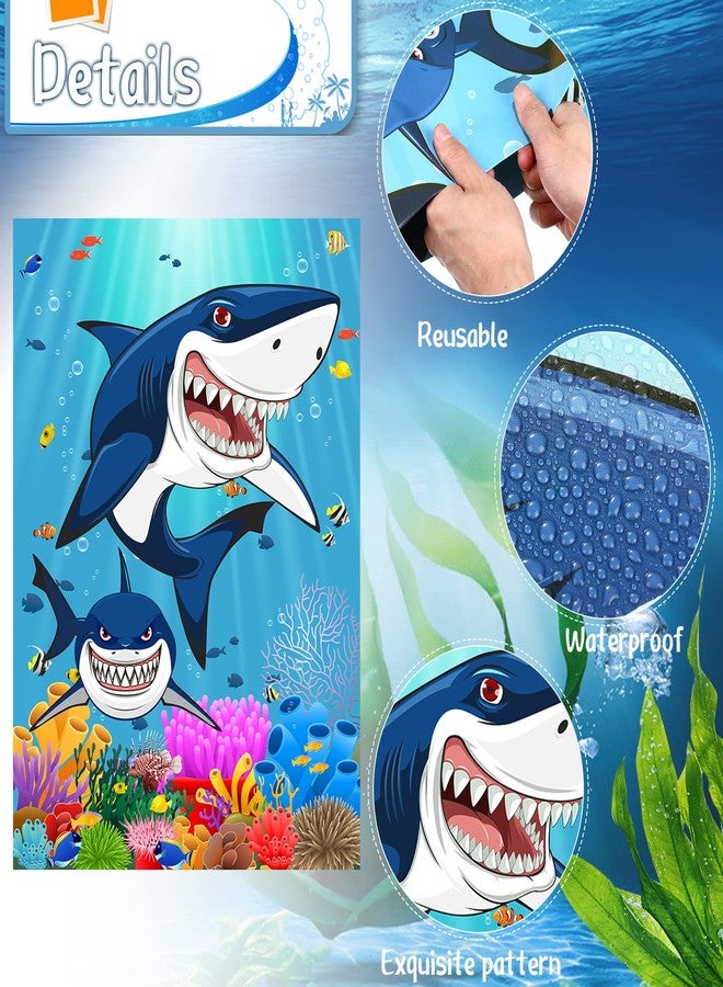 Nezyo Pin The Fin on The Shark Games Set Shark Game Poster with 12 Pcs Fins Stickers 12 Pcs Teeth Stickers 2 Pcs Blindfolds for Kids Family Classroom Activities Birthday Party Decoration Supplies - Image 5
