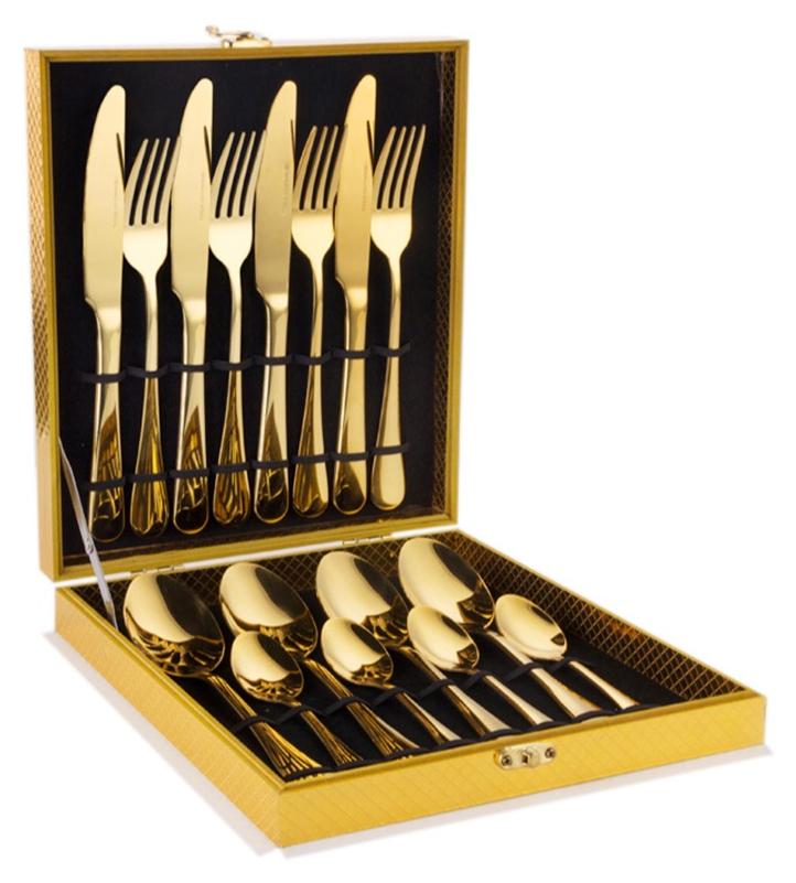 Sunhome 16-Piece Stainless Steel Cutlery Set Gold - Image 1