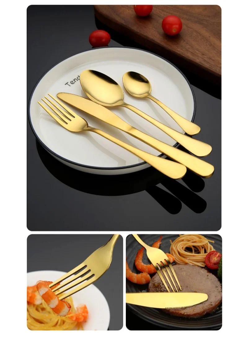 Sunhome 16-Piece Stainless Steel Cutlery Set Gold