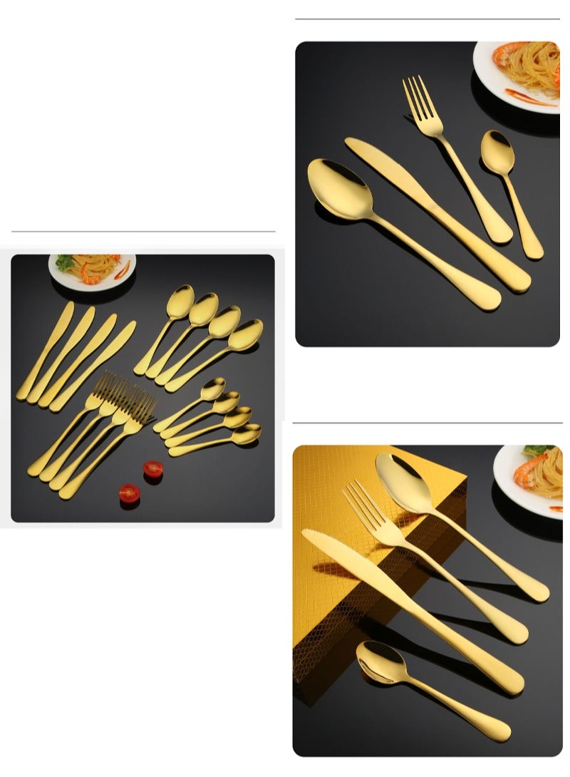 Sunhome طقم أدوات مائدة من الفولاذ المقاوم للصدأ 16 قطعة ذهبي - Image 4