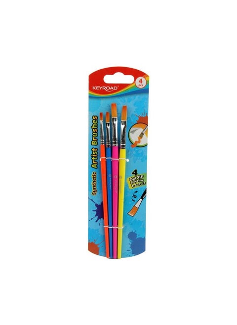 Keyroad Synthetic Artist Brushes 4 pcs Flat Tip (2,4,8,10 )