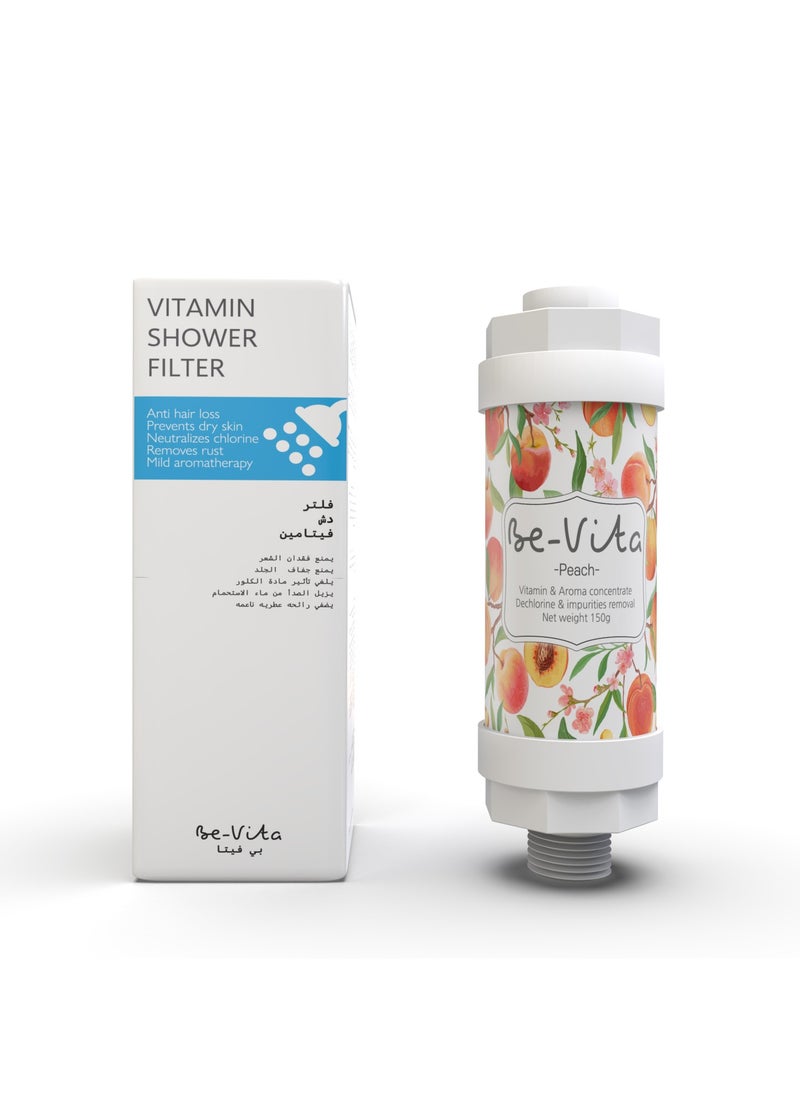 Be-Vita - Korean Vitamin Shower Filter - Anti Hair Loss - Prevents Dry Skin - Chlorine Removal - Rust Removal - Relaxing Aromatherapy - Non-Toxic (Peach) - Image 1