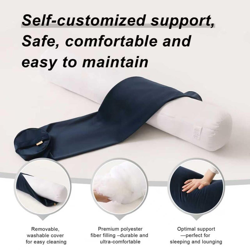 Ailuteie Body Pillow for Adults,Long Round Pillow,Big Cylindrical Pillow,Large Full Bolster Pillows for Side Sleepers (Teal Blue, 47.24"*7.87") - Image 4
