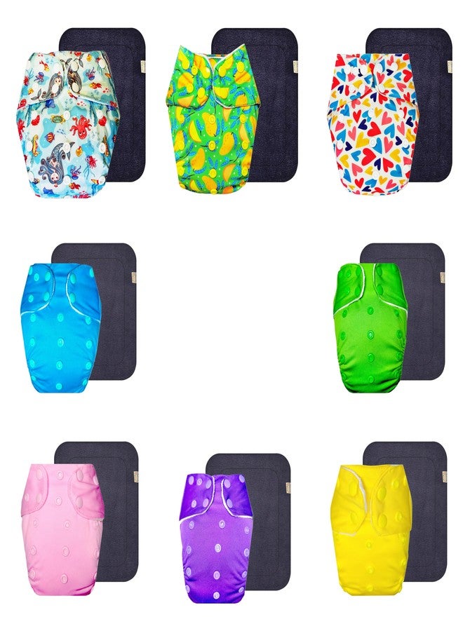 Dumbledo Premium Cloth Diaper with Gray Insert (Pack of 8) | Snug Fit | 6-Layer Absorbent Pad | Adjustable Snaps | Worry-Free Diapering | 3 Months - 3 Years | Unisex Baby - Image 1